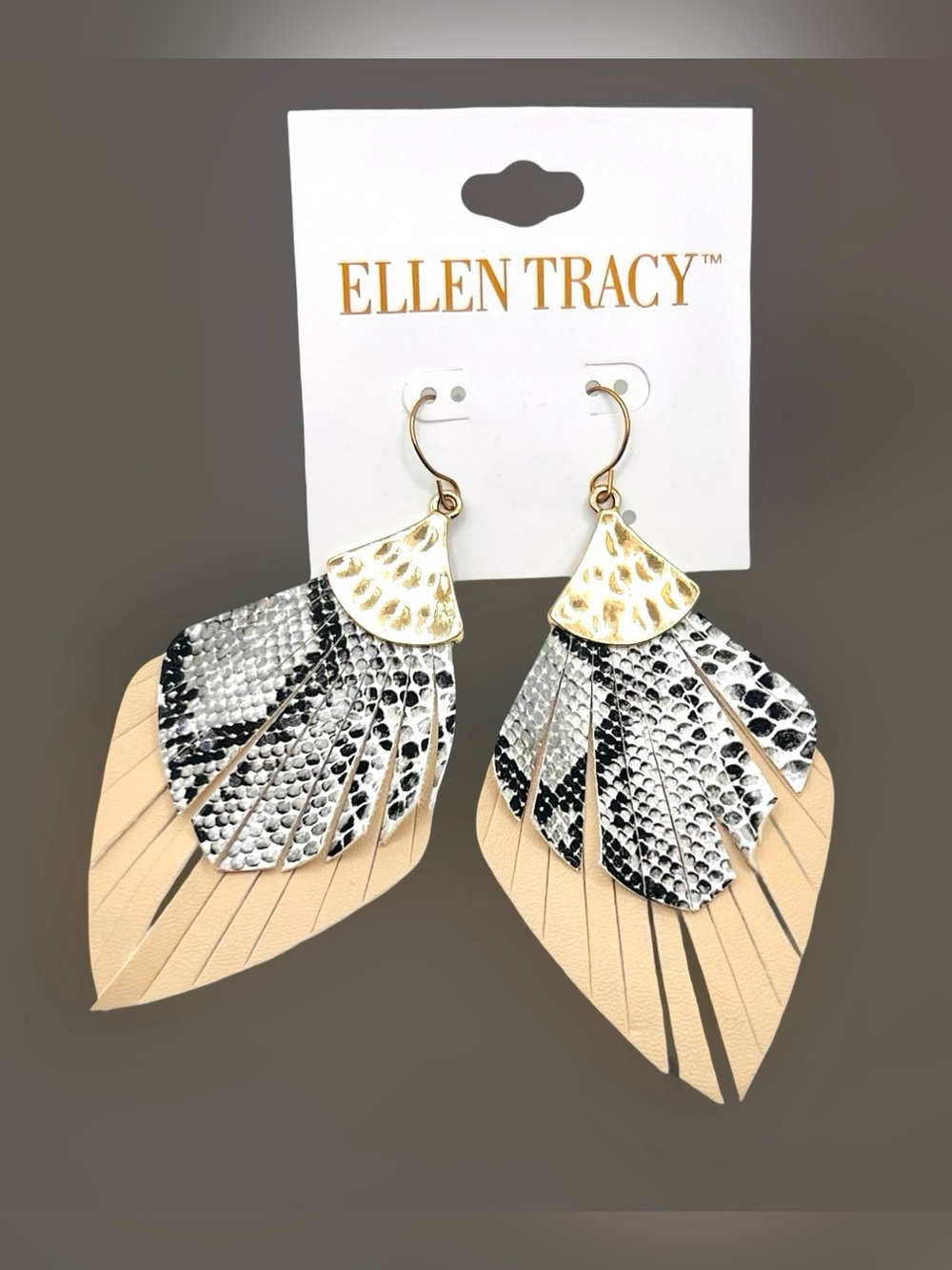 NWT✨Gold Layered Python Dangle Earrings